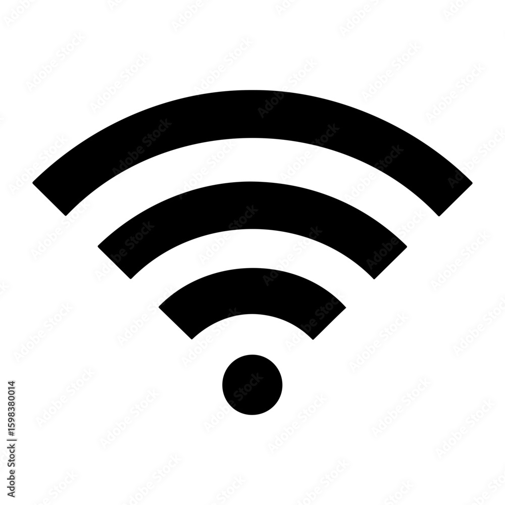 Aufkleber illustration of a wifi signal icon with three curved lines and a small circle at the bottom center