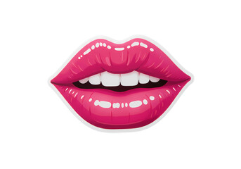 Obraz premium CloseUp of a Womans Luscious Pink Lips with a Slight Smile Showcasing a Glossy Finish and Perfectly Defined Shape