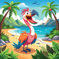Pink Flamingo with Long Legs Vector Design