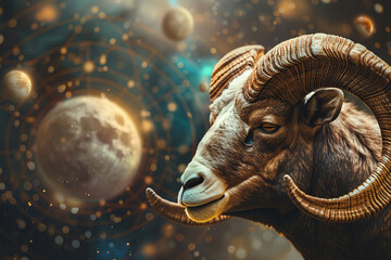 Abstract astrological concept of Aries zodiac sign symbol
