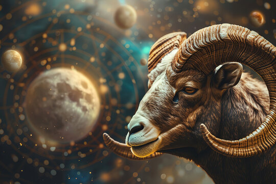 Abstract astrological concept of Aries zodiac sign symbol