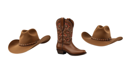 Shop western cowboy hats and boots for men and women authentic leather stylish country fashion apparel isolated on tranparent background