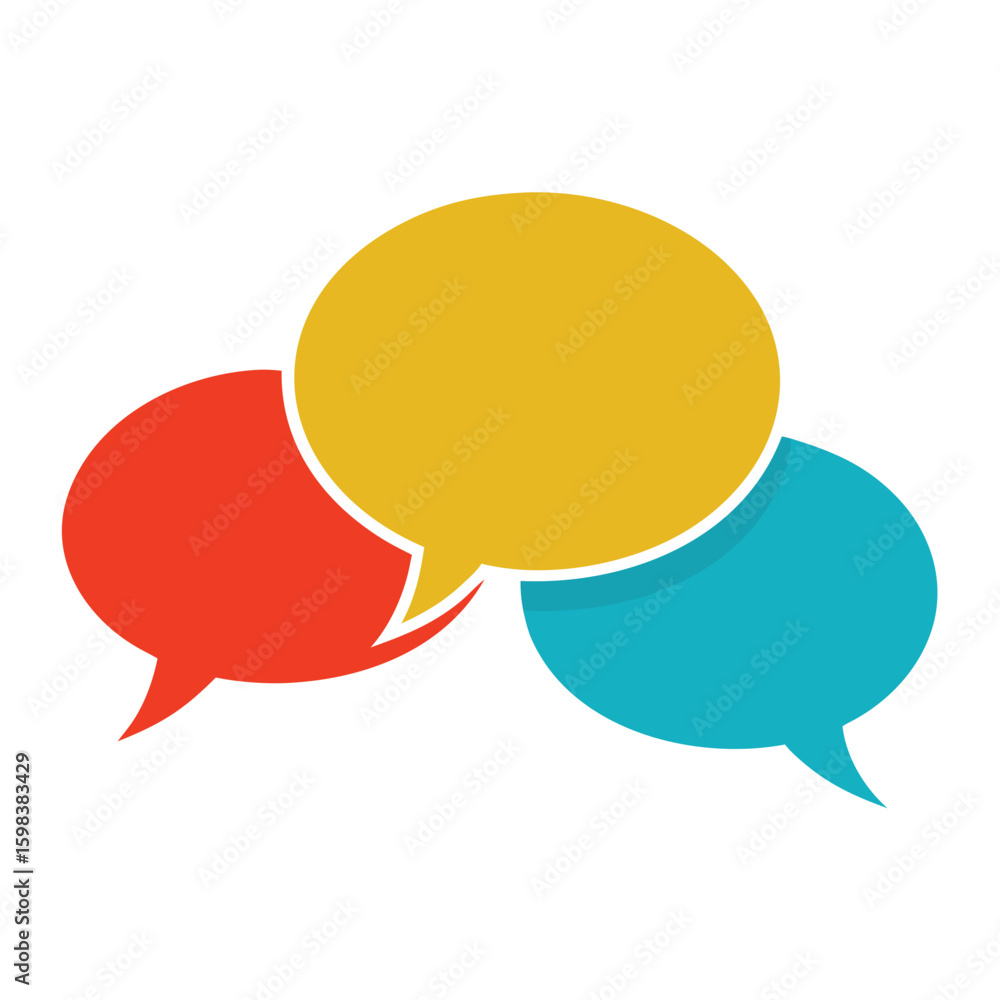 Poster collection of diverse speech bubbles in various shapes and colors for communication isolated on whit