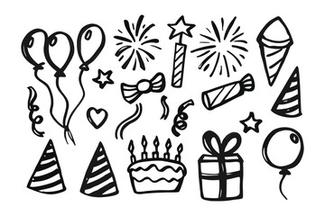 Festive Doodle Collection: A whimsical array of hand-drawn festive elements, perfectly capturing the joy and anticipation of celebration, this artwork is ideal for any event or design project.