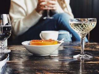 Grapefruit and champagne for brunch