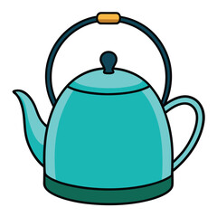 Obraz premium Classic red tea kettle illustration with steam accents isolated on white background