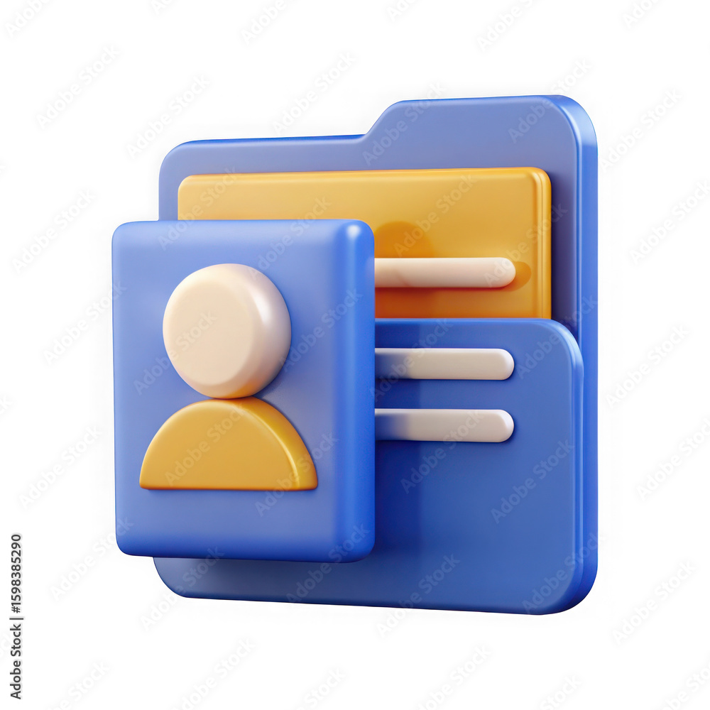 Poster 3d user profile folder icon isolated on transparent background