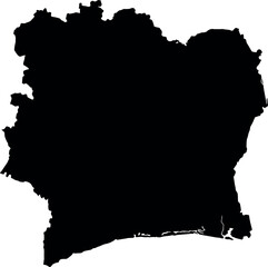 Ivory coast map silhouette black outline © Taslima