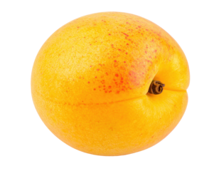 Ripe apricot isolated on transparent background showing red spots