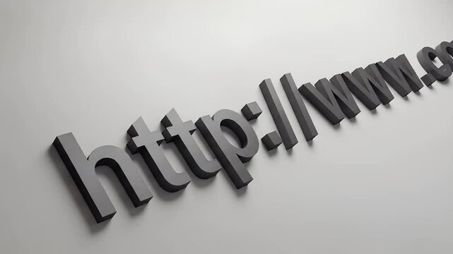 Digital text of http www com on off-white minimal background with tilt perspective