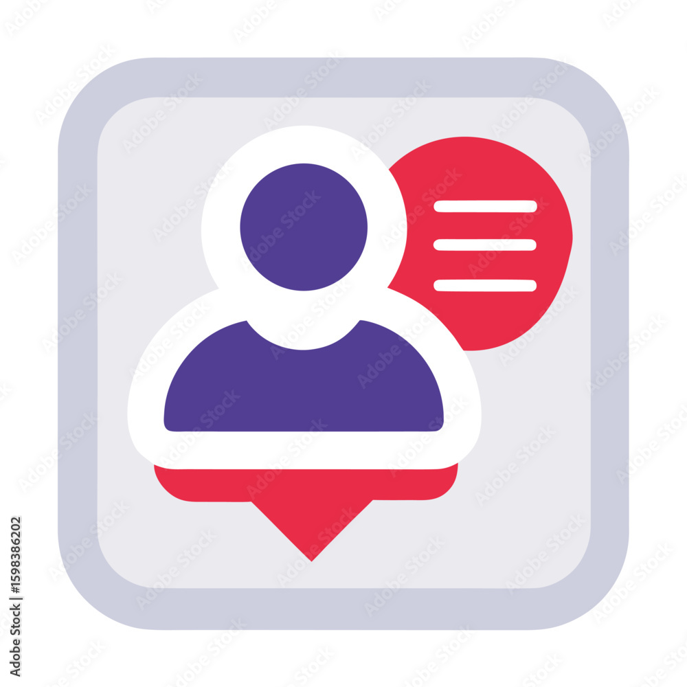 Poster user with a speech bubble and message icon isolated on white background