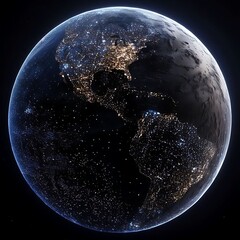Earth at Night with Glowing City Lights View from Space Showing Americas