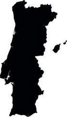 Portugal map silhouette black outline country shape