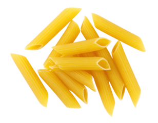 Penne rigate pasta isolated on transparent background