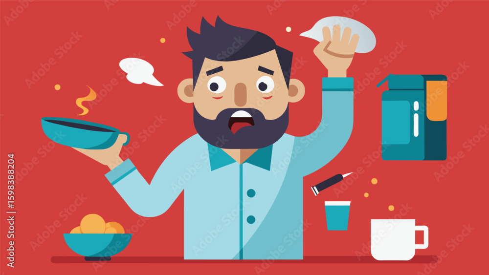 Poster a hilarious reimagining of the artists morning routine complete with unexpected mishaps and comical 