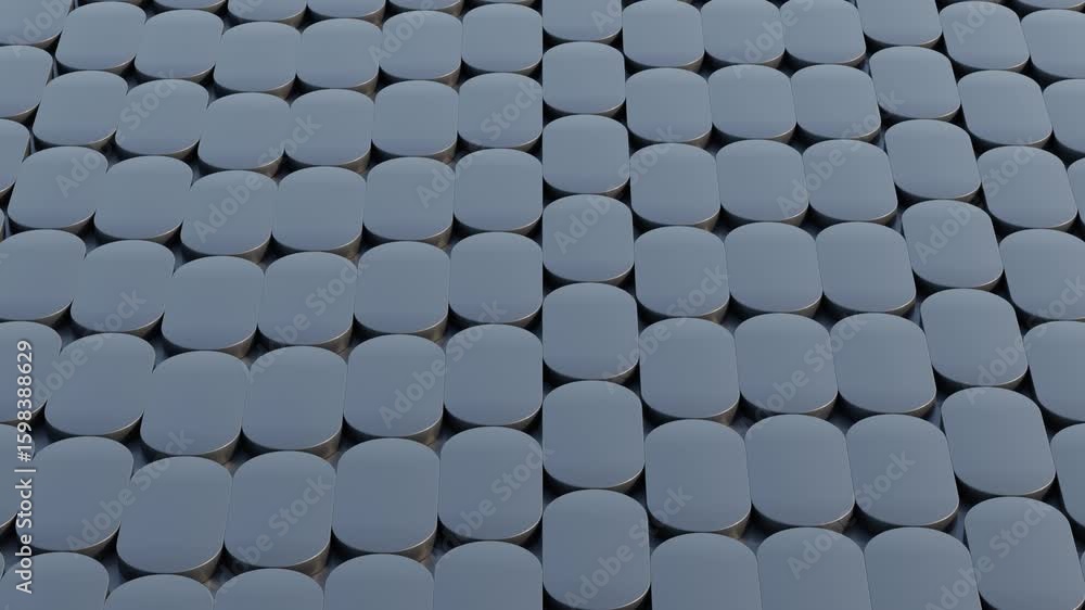 Poster black monochrome 3d abstract loop featuring smooth elongated shapes with rounded corners in rows – s