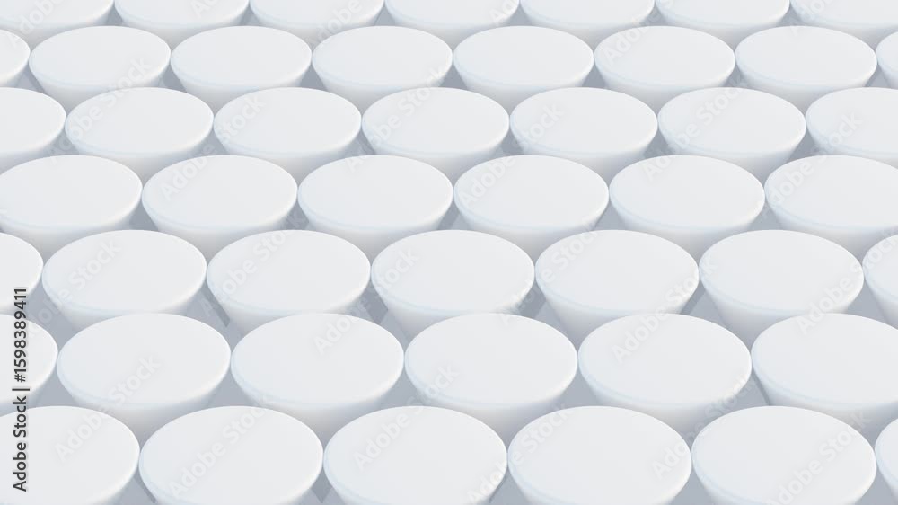 Aufkleber minimal white 3d background featuring inverted cone shapes neatly aligned in rows – seamless loop fo