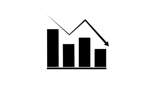 Animated down business graph icon .business or finance concept icon. Finance, Business Info graphic animation.business loss concept .