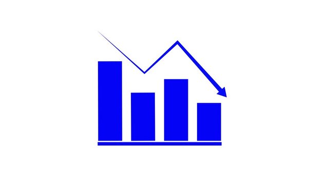 Animated down business graph icon .business or finance concept icon. Finance, Business Info graphic animation.business loss concept .