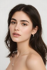 Modern Editorial Portrait Featuring Strapless Outfit and Subtle Background