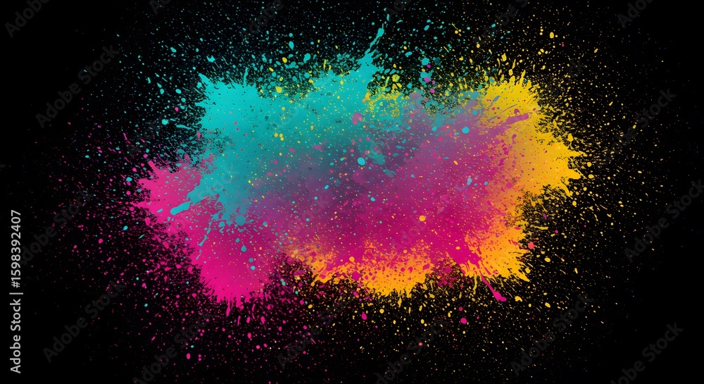 Aufkleber vibrant explosion of color on a black background, creating an energetic and dynamic abstract design.