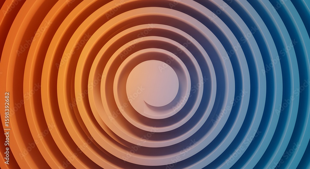 Poster abstract concentric circles design with warm to cool color gradient creating a visually dynamic text