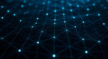 Abstract interconnected network with glowing nodes against a dark background, representing data connectivity.