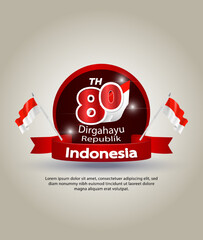 Poster banner celebrating indonesia 80th independence on august 17 with illustrations
