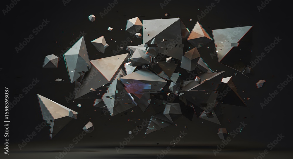Aufkleber geometric shapes in digital collage create an abstract futuristic design in gray tones and subtle re