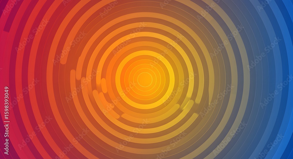 Poster concentric circles emanate from a warm center, transitioning to cooler tones at the periphery, gradi