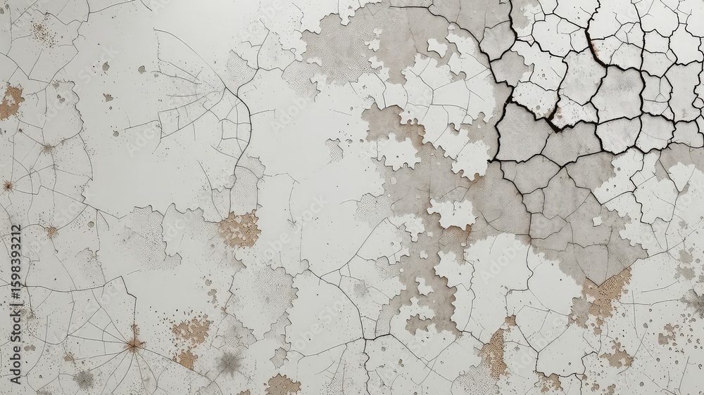 Poster abstract background showing a deteriorated wall texture with peeling paint and intricate crack patte