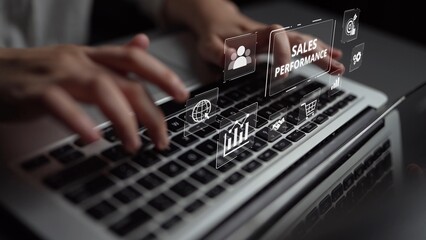Digital sales performance dashboard showing sales performance metrics, performance trends, sales...