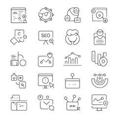 Fototapeta premium Digital Marketing and SEO Line Icon Set
