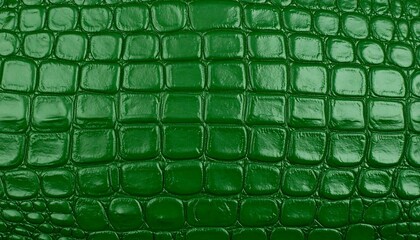Naklejka premium Close-up view of a green crocodile embossed leather texture