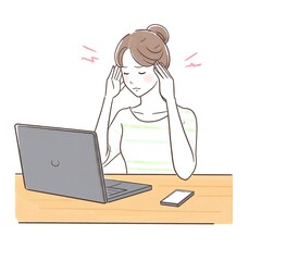 gestresste Frau im B&uuml;ro - &Uuml;berstunden