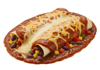 Closeup of Delicious Chicken Enchiladas with Melted Cheese