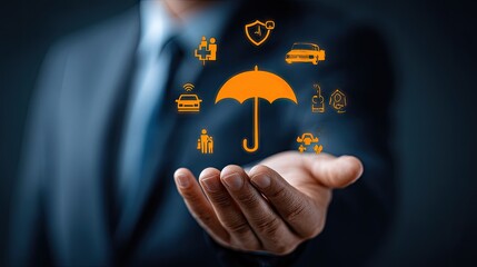 Hand holding an umbrella symbolizing comprehensive protection.