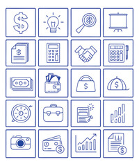 Business finance line icon set, Budgeting, investment and money management tools