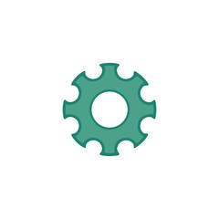 Green gear icon isolated on white, Mechanical, industrial and engineering symbol for technology themes