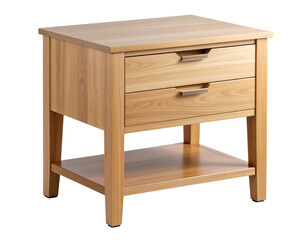 Modern Wooden Side Table with Drawer, isolated on a transparent background.