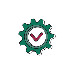 Green gear icon with check mark, Symbolizing approved engineering, certification and quality assurance