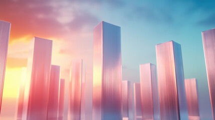 Fototapeta premium Shiny Modern high rise with metallic surfaces gleaming under bright sunlight.