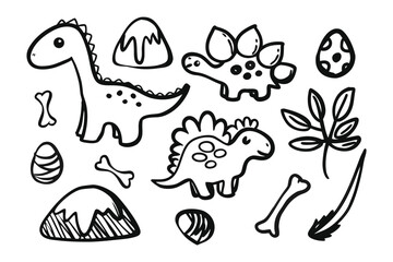 Dinosaur Drawing Doodle: A collection of hand-drawn dinosaurs in a playful doodle style, perfect for adding a touch of fun and creativity to any project.