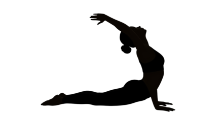 Silhouette of a dancer in motion against a dark background