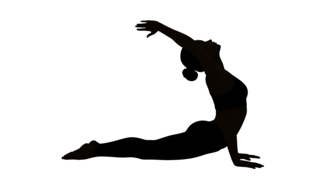 Silhouette of a dancer in motion against a dark background