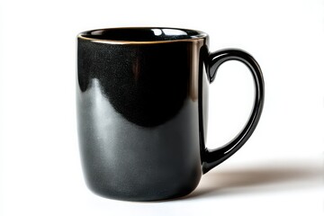 A sleek dark metallic speckled ceramic mug with a handle isolated on white background