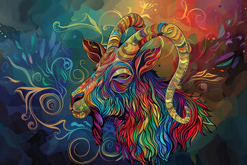 Obraz premium Astrological abstract composition with concept of Capricorn zodiac sign symbol