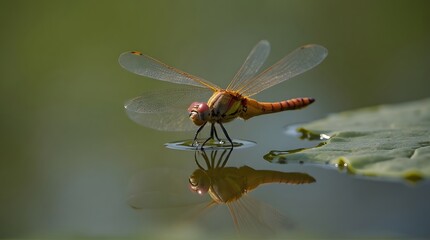 Dragonfly on Lily Pad: Nature Close-Up