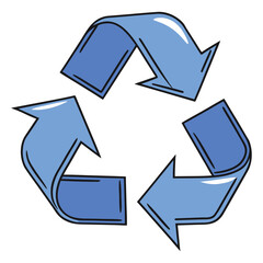 Blue recycling icon with circular arrows, Eco-Friendly waste management and sustainability symbol