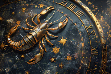 Abstract composition with concept of Scorpio zodiac sign symbol